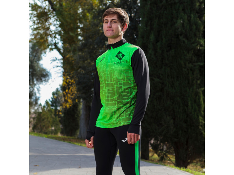 Bluza treningowa ocieplana CZARNO - KIWI z pół-zamkiem chłopięca (nr kat. 101930.117)